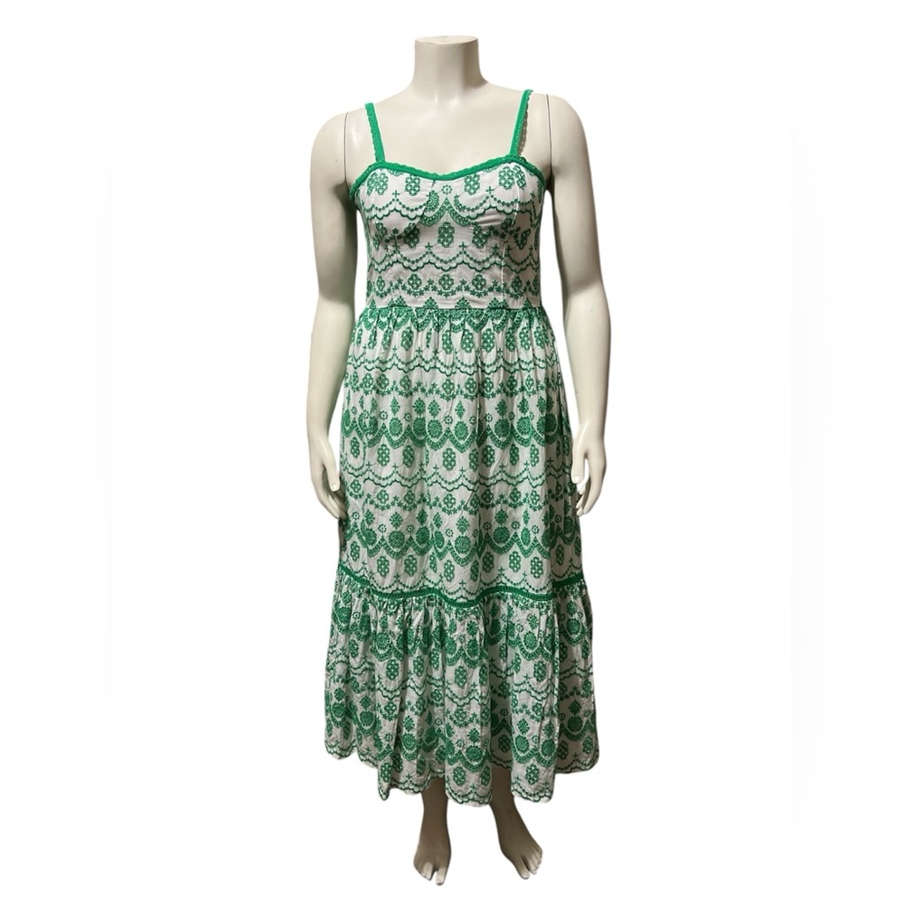 NWT Adrianna Papell Size 8 Eyelet Midi Dress Sleeveless Cotton - Picture 3 of 12